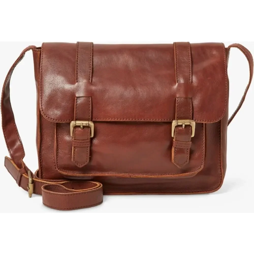 FatFace Camilla Brown Leather Satchel Crossbody Academia Gilmore Girls Classic - Picture 1 of 7